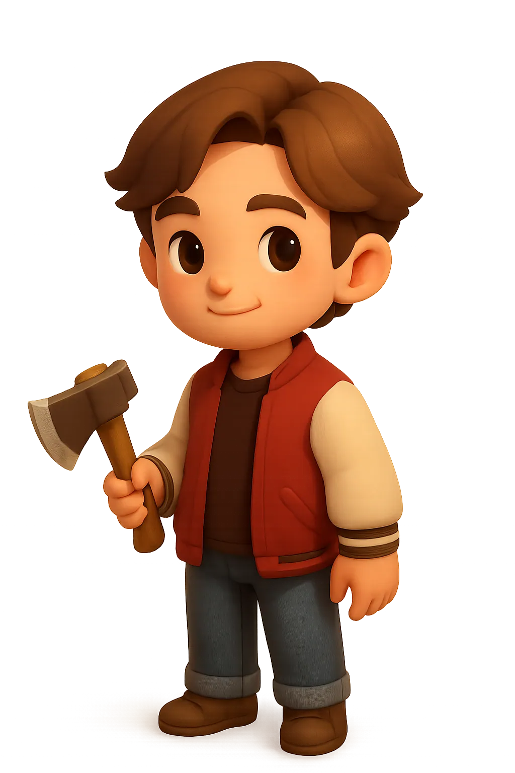 El personaje con un hacha de madera